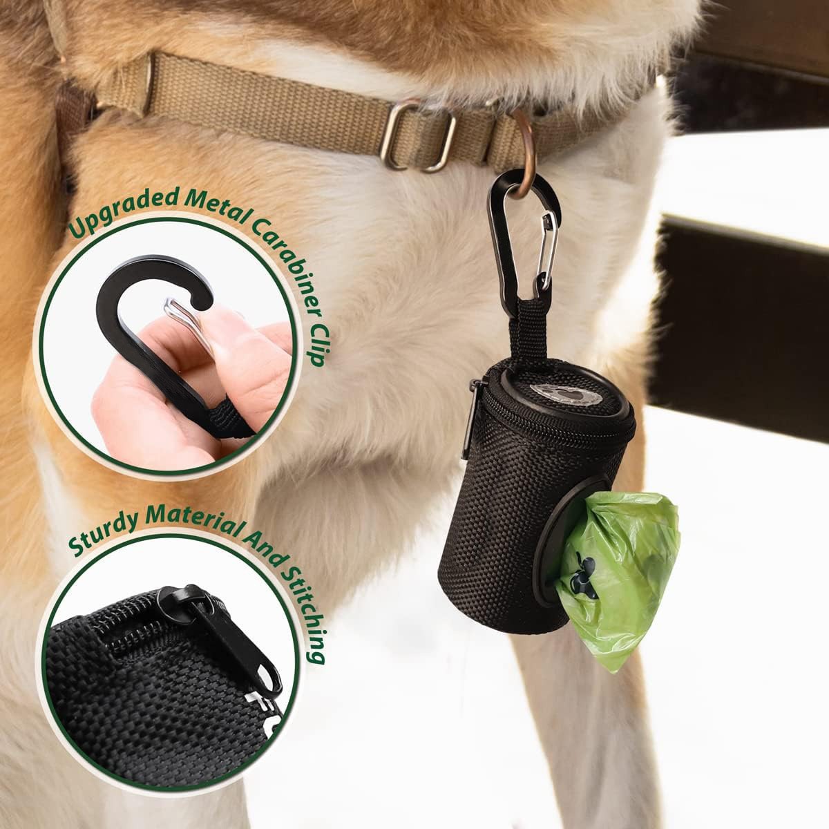 Durable Fabric Dog Poop Bags Dispenser Durable Fabric Dog Poop Bags Dispenser