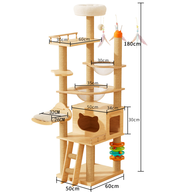 solid wood cat tree with cat house